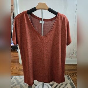 Women's V-Neck Rust Swearter Top